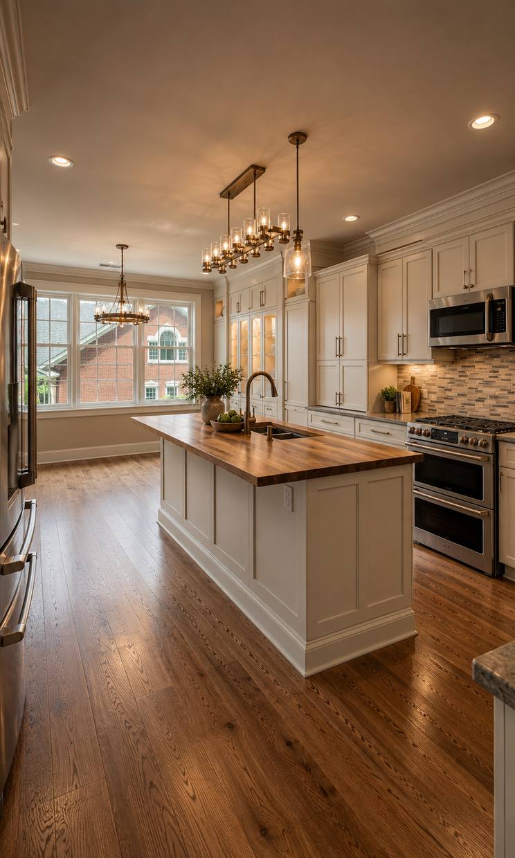 Kitchen with butcher-block island